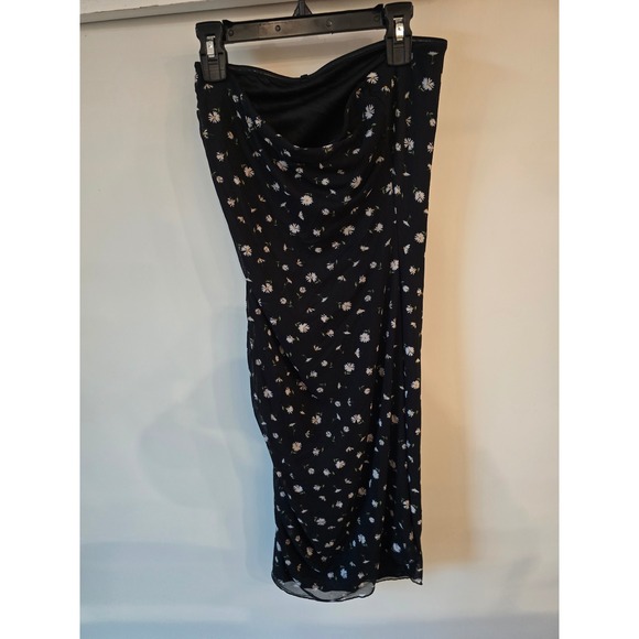 No Boundaries Strapless Daisy Floral Midi Dress Black Cottagecore Size Small - Picture 2 of 6